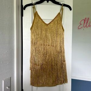 gold tassel dress